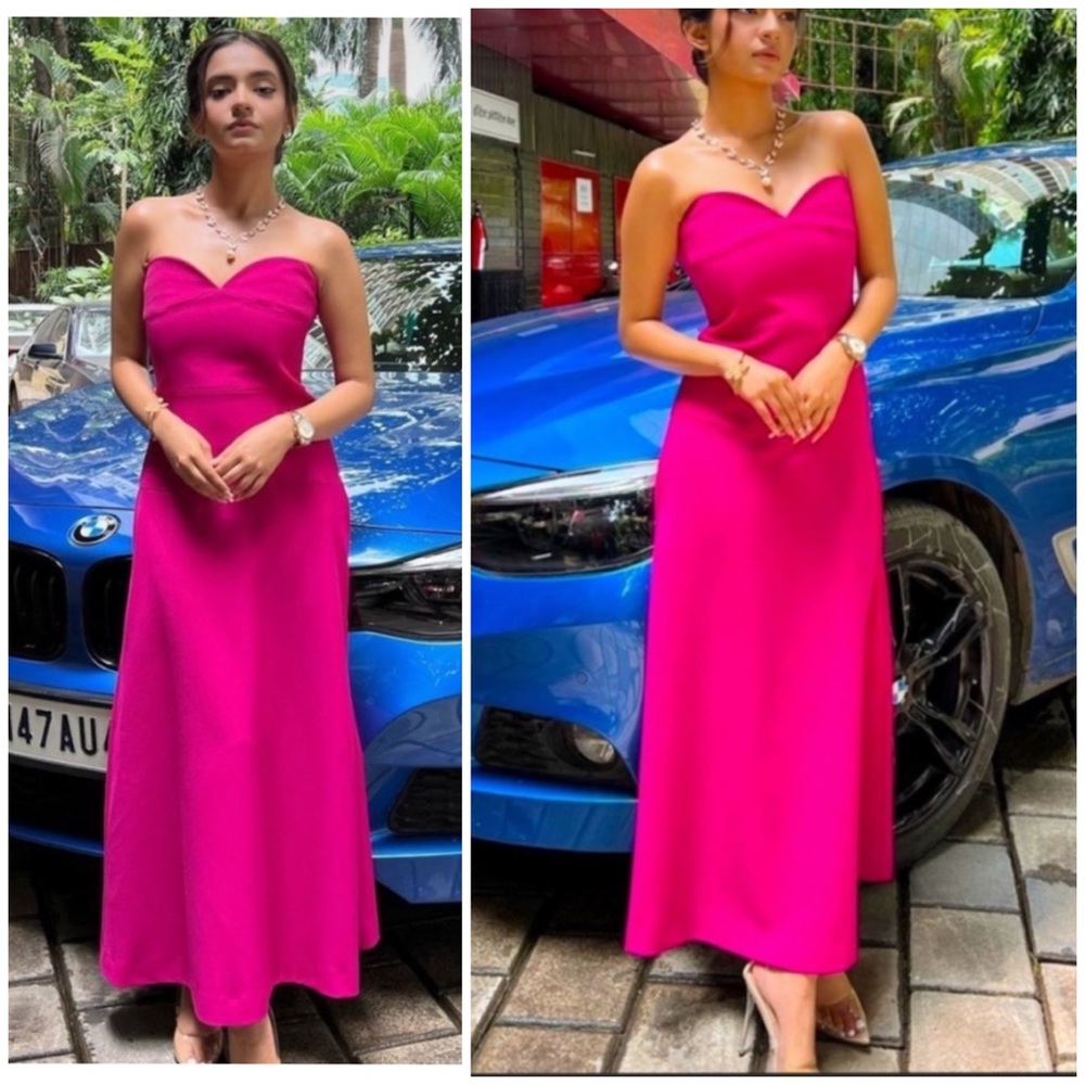 Zara hot pink Bustier corset midi dress - Picture 3 of 15